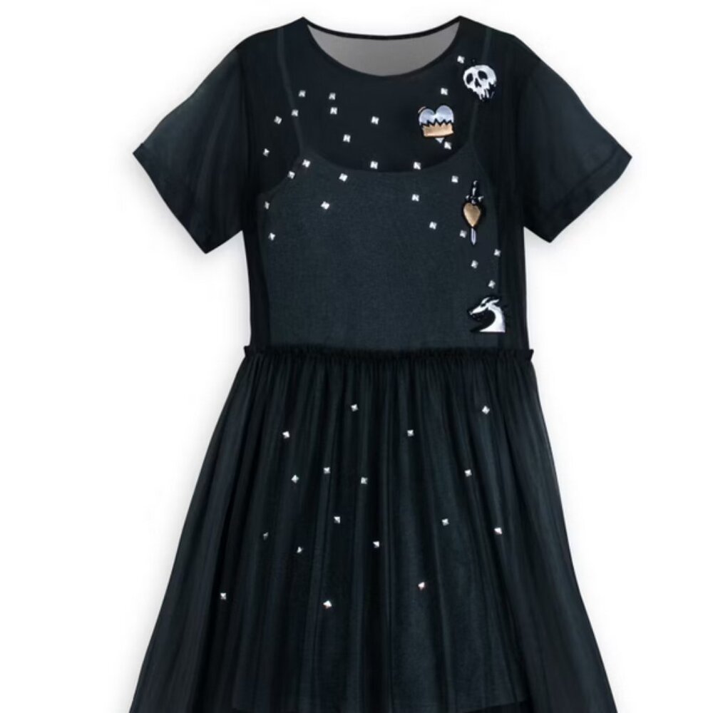 Disney Villains Maleficent, Ursula, Evil Queen black mesh applique dress, BNWT
